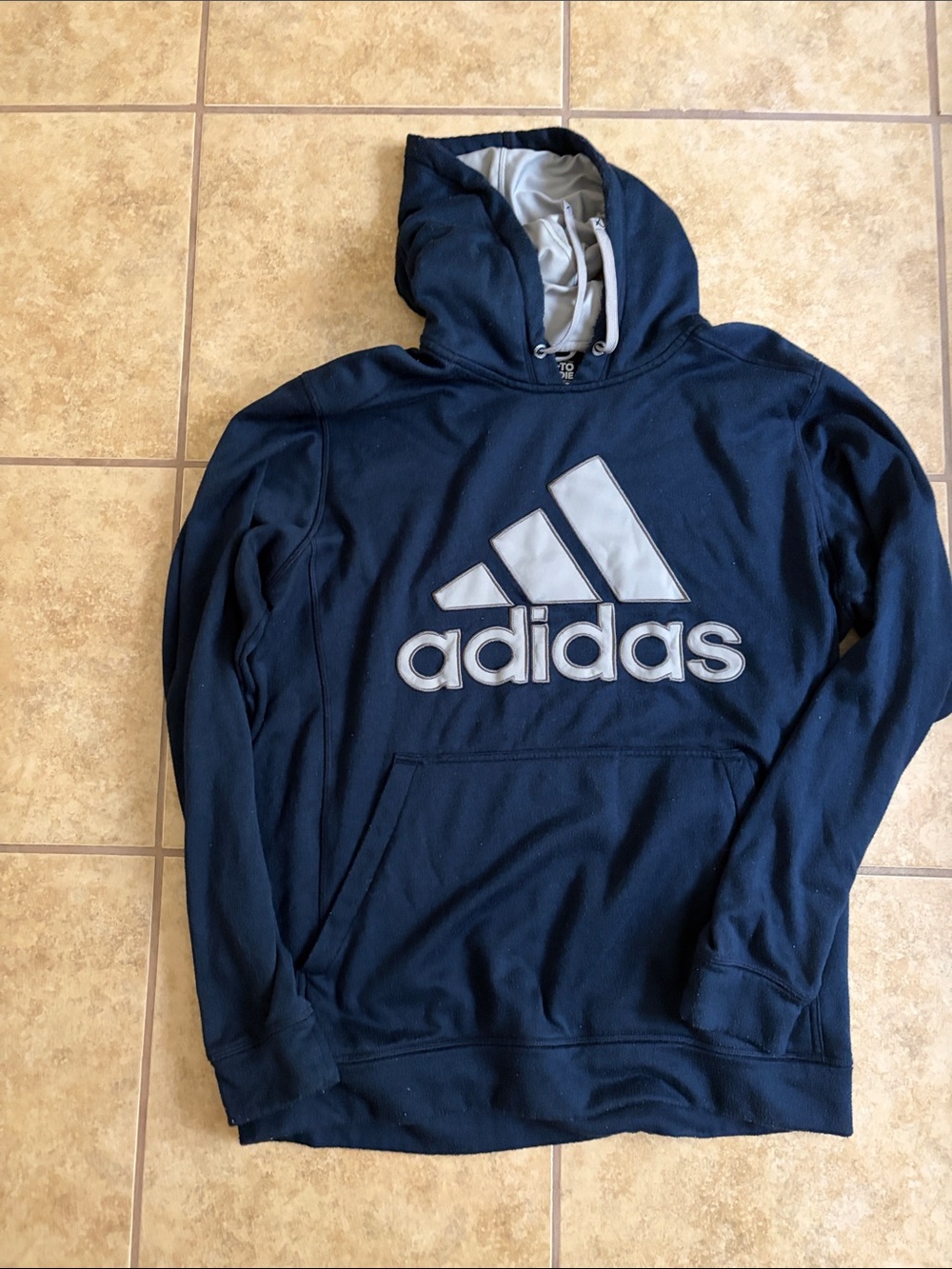 adidas Men's Navy Zip-Up Style Hoodie with Light Gray Logo
